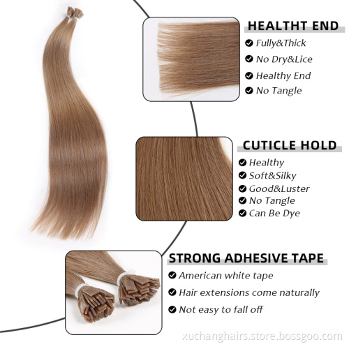 Prebonded Hair Double Drawn Flat tip Hair Extension Indian Virgin 100% Remy Human Keratin Hair